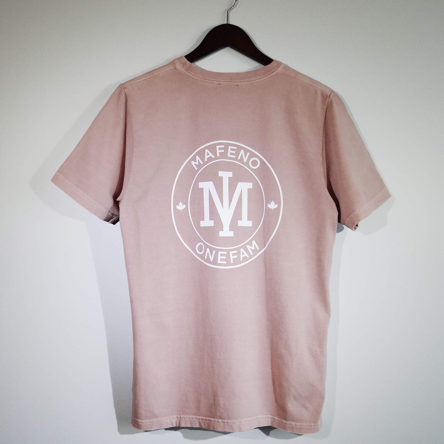 100% cotton heavy weight badge tee dusty rose - back