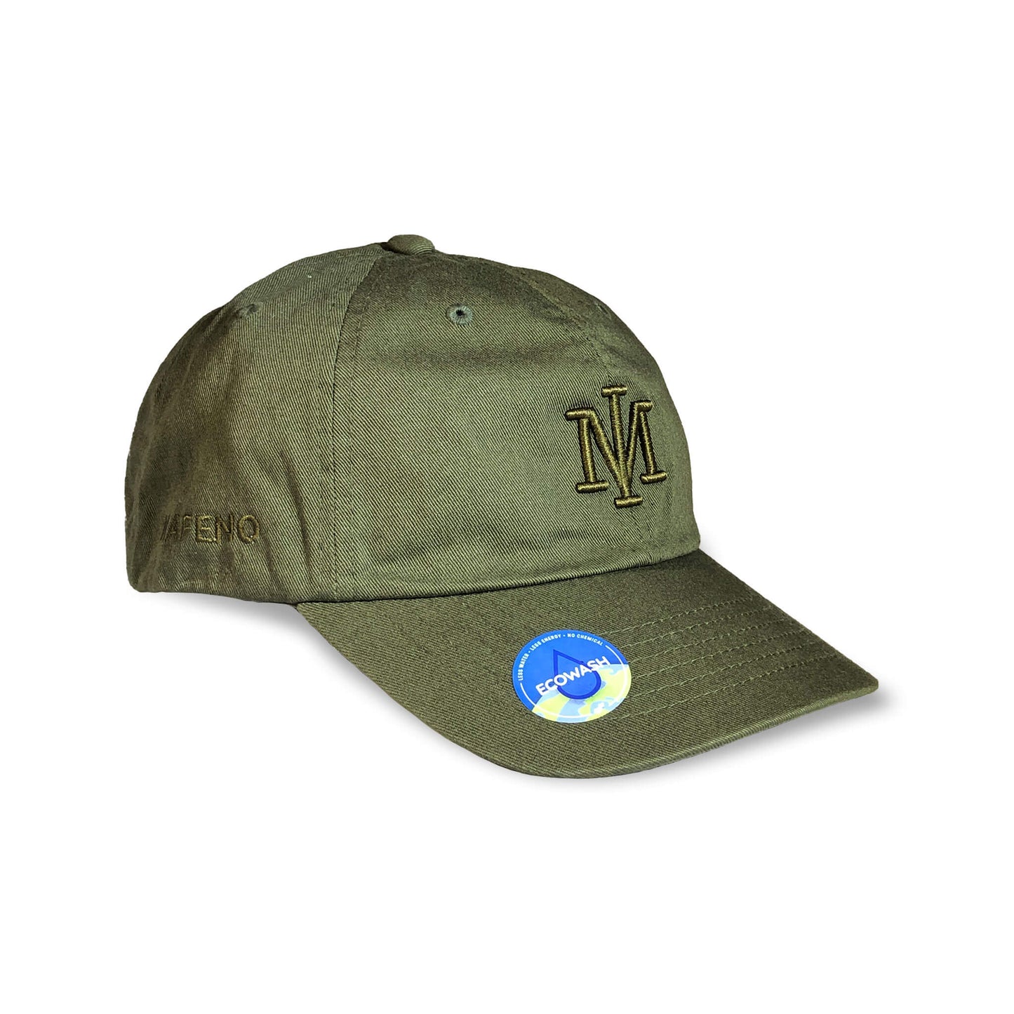 eco friendly washed 6 panel dad hat olive - angle