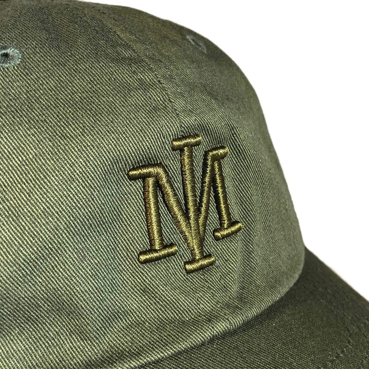 eco friendly washed 6 panel dad hat olive - detail