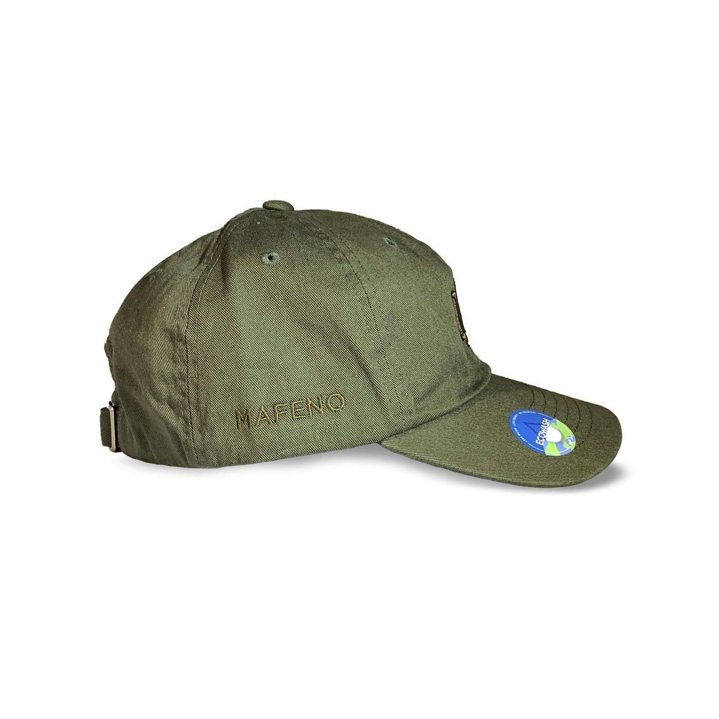 eco friendly washed 6 panel dad hat olive - side