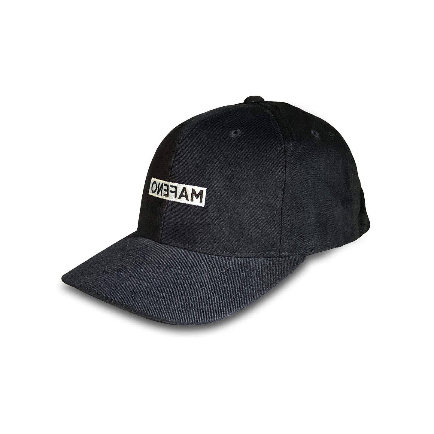 brushed cotton twill 6 panel hat black- side