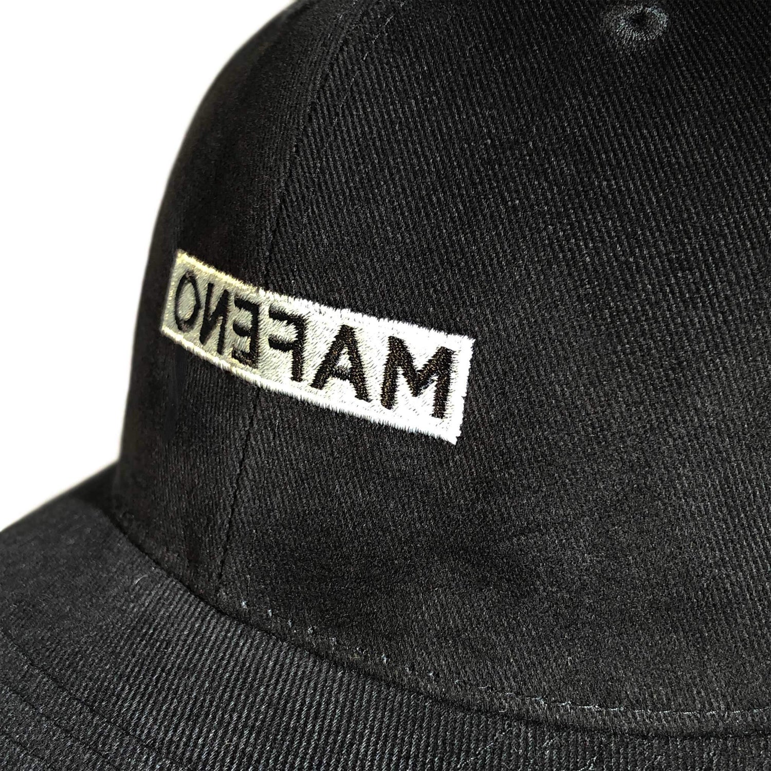 brushed cotton twill 6 panel hat black- detail