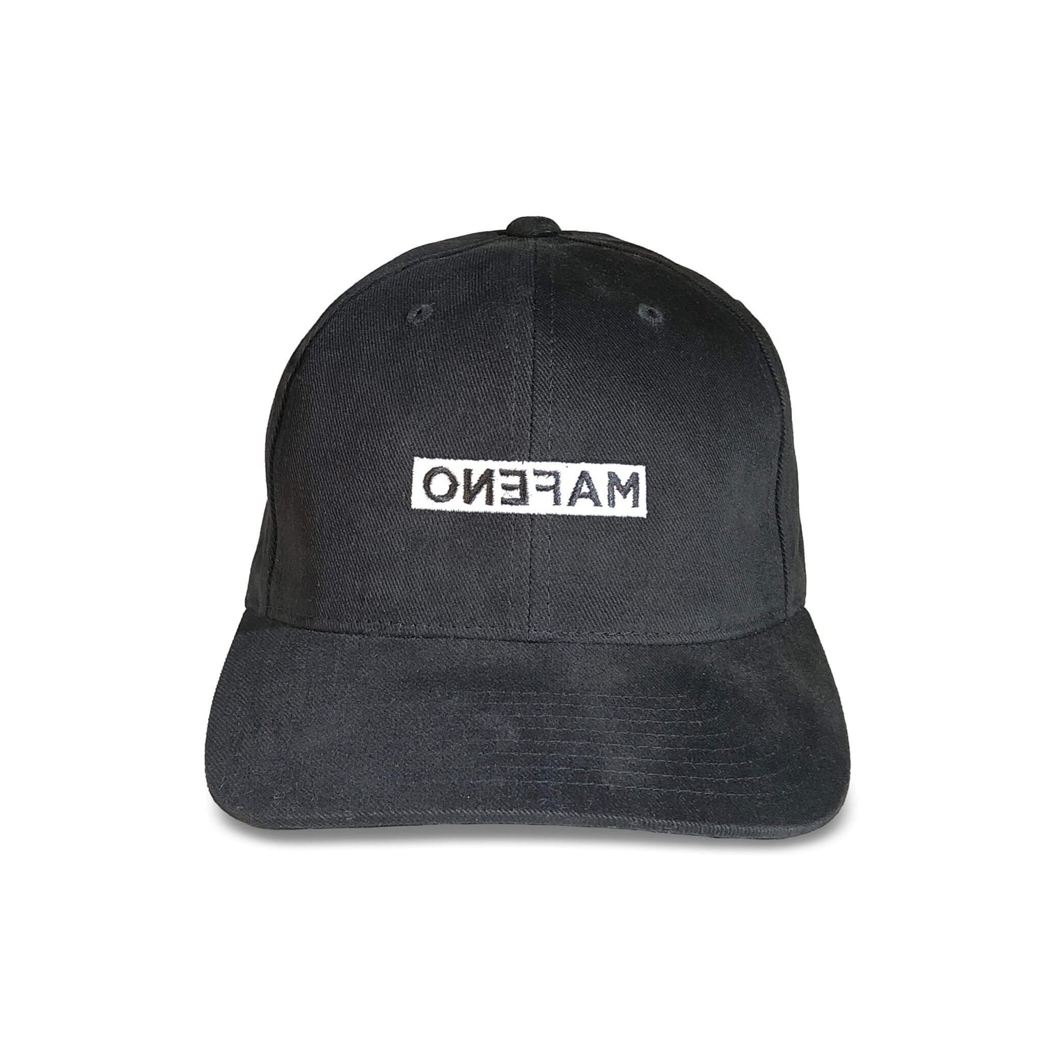 brushed cotton twill 6 panel hat black- front